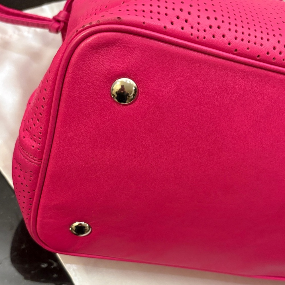 Coach Pink Signature Stripe Perforated Carryall - Picture 9 of 14